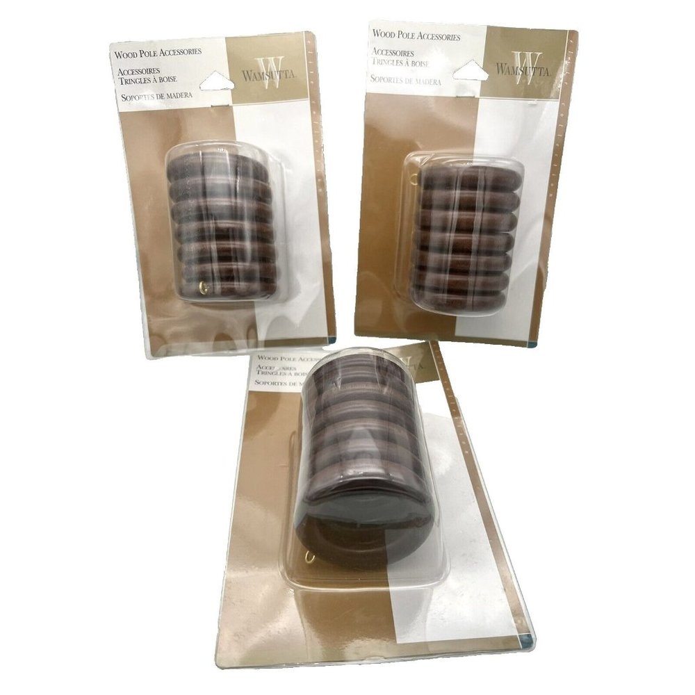 Wamsutta Wood Curtain Drapery Rings 3 Packs Hook Eyes Pole Rod Rings Boho Walnut